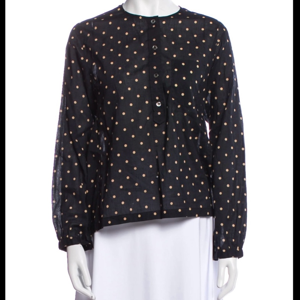 Isabel Marant Black and White Polka Dot Button Down Shirt